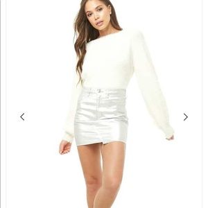 Silver Glitter Denim Skirt